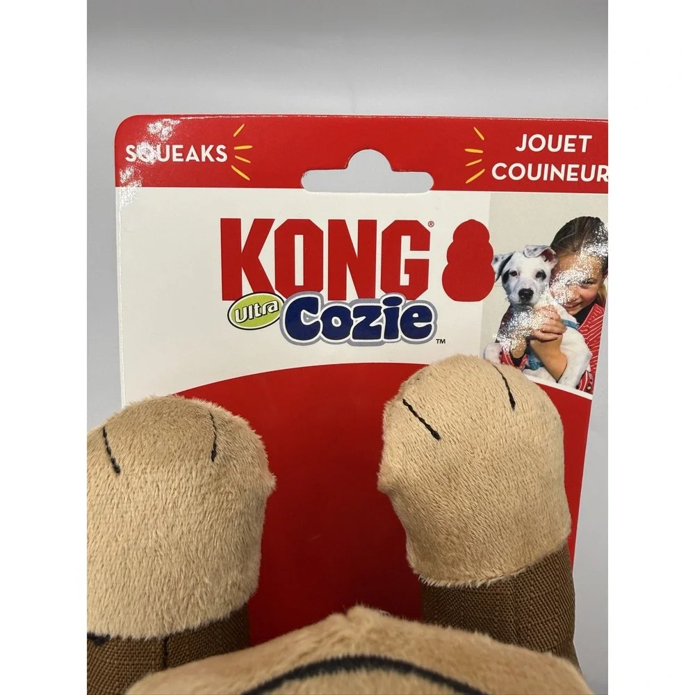 KONG Cozie Ultra Megan Monkey Dog Toy Large Squeaky Ripstop Brown Blue